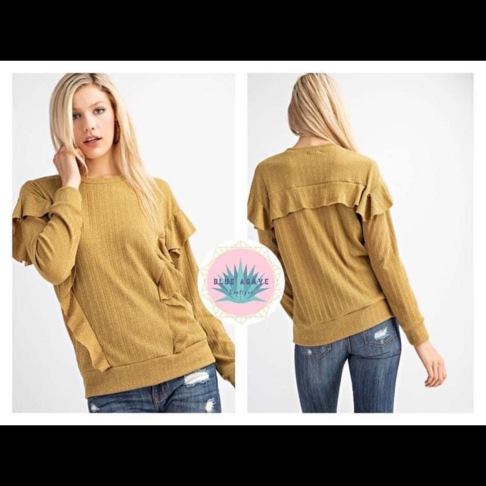 [143 Story] Mustard Ruffle Top